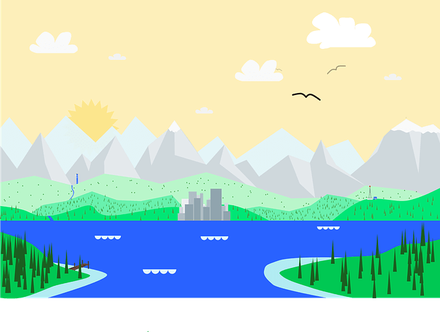 川、山のイラスト